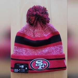 New Era Red Pom Knit Beanie 49ers